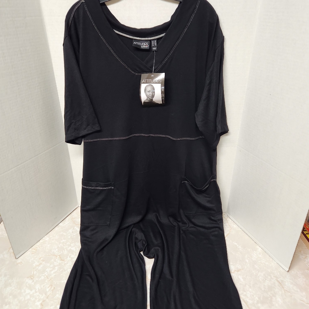 Attitudes by Renee Women's Jumpsuits Sz ST Standard One Size Jumpsuit Black New